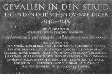 Plaque at Wageningen University